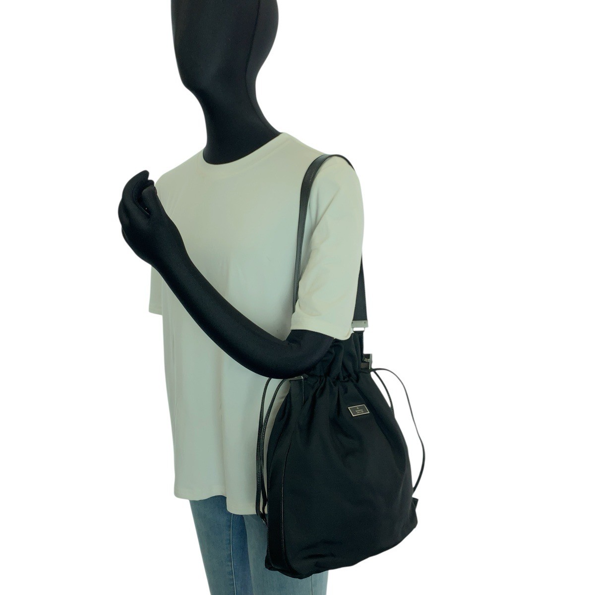 GUCCI 001 3707 Shoulder Bag Pochette Black GunmetalHardware Nylon/leather GG