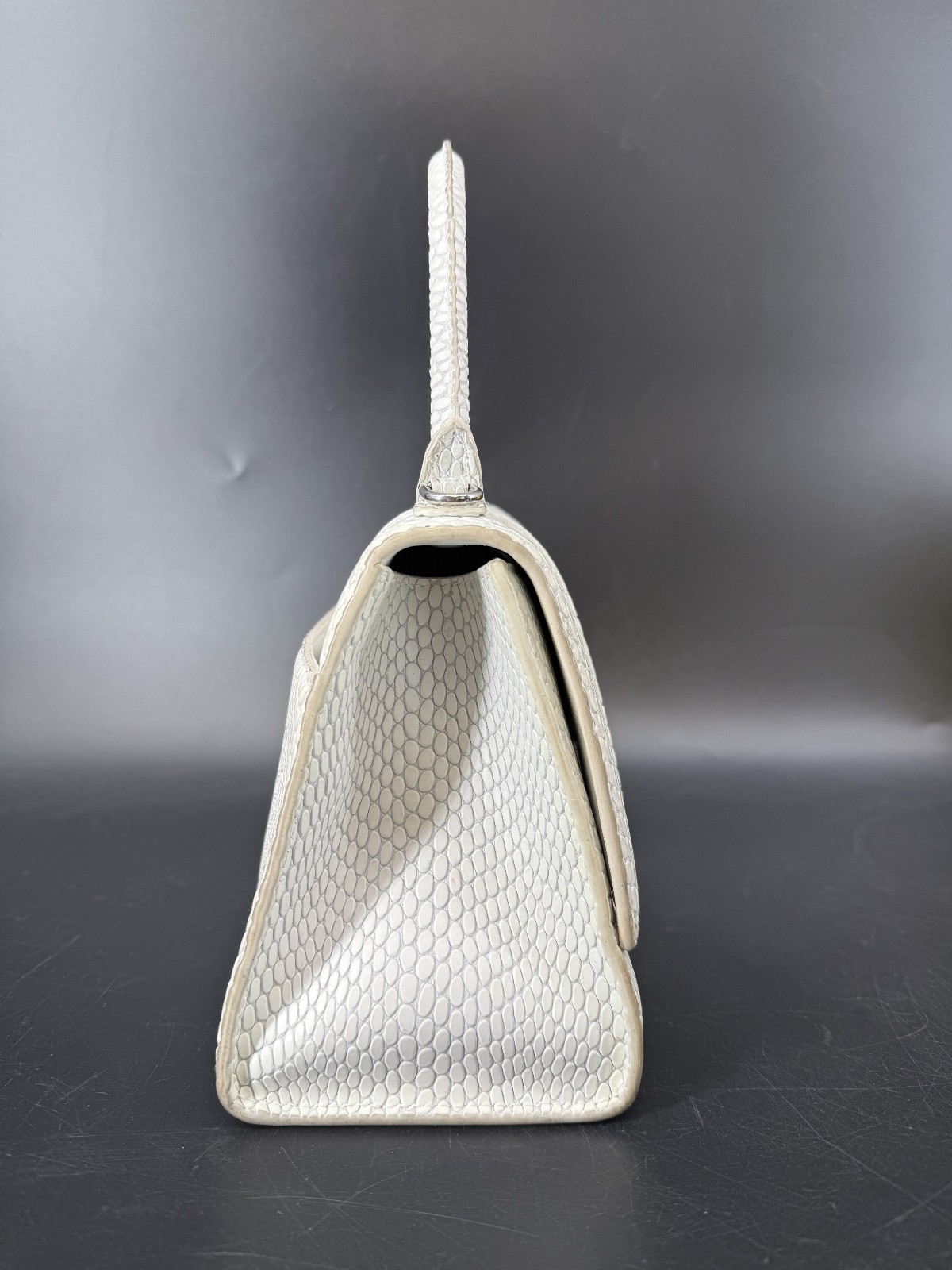 Balenciaga Small Hourglass Top Handle Python Embossed Designer Bag