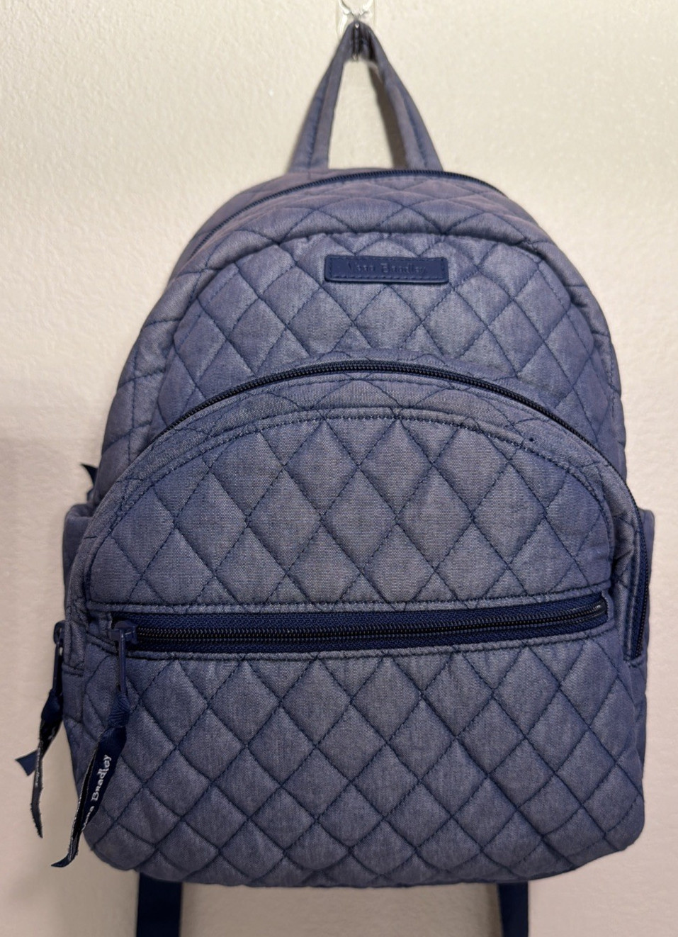 Vera Bradley Moonlight Navy Blue Denim Essential Compact Backpack Small GUC See*
