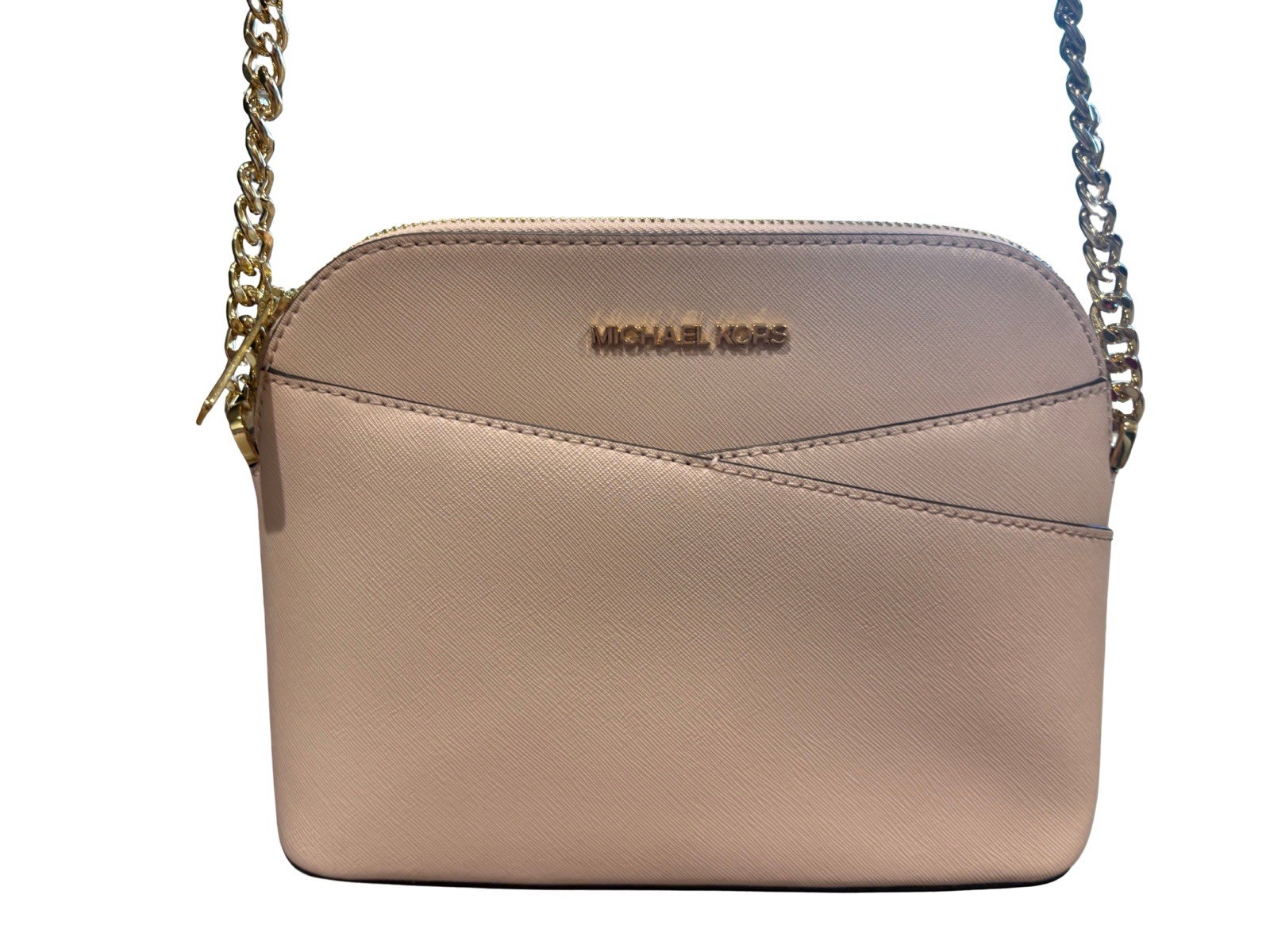 Michael Kors Jet Set Medium Dome Crossbody Saffiano Leather Powder Blush NWT