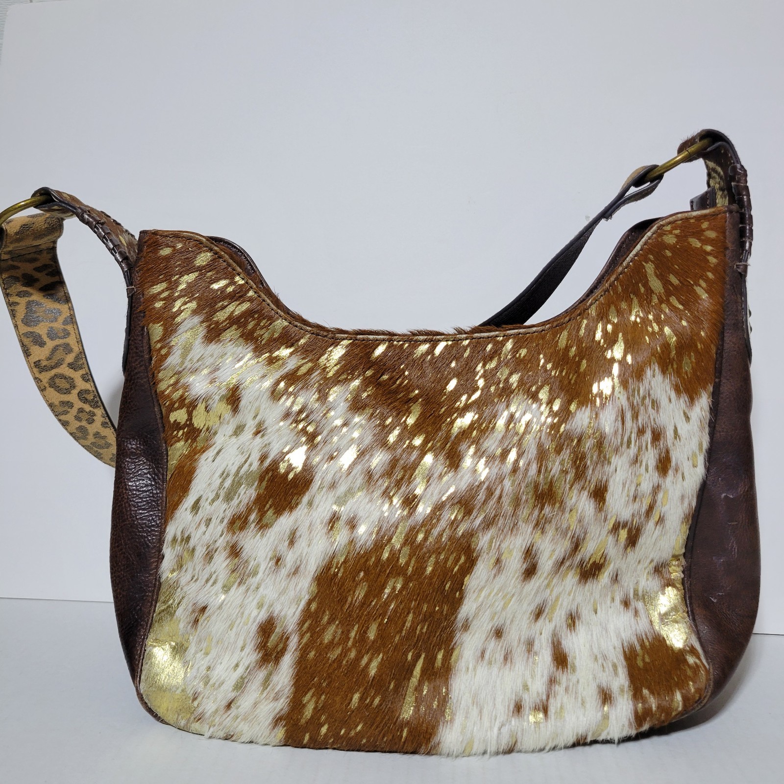 Nocona Aspen Spotted Foil Calf Hair Leather Conceal Carry Shoulder Bag Tote