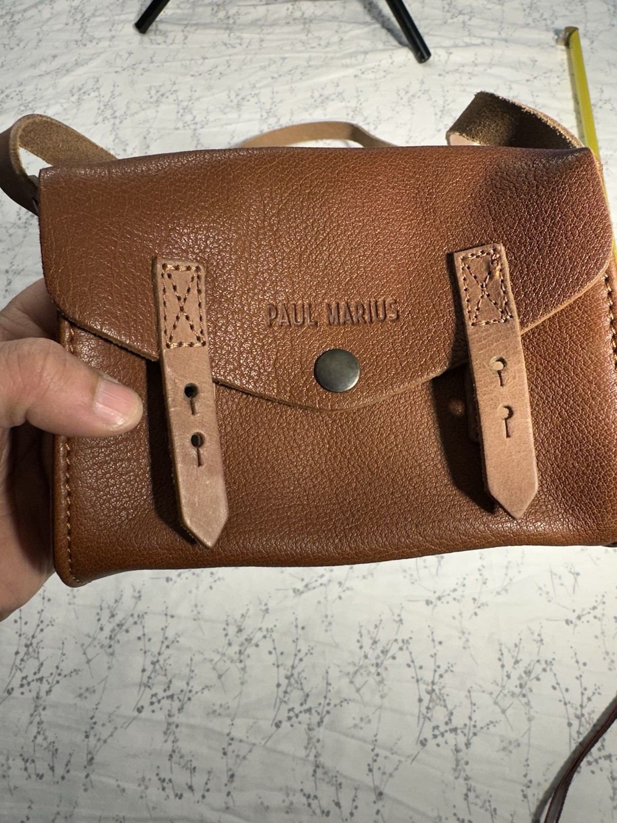 🇫🇷 PAUL MARIUS Cognac Crossbody Bag Women’s NWOT FrenchElegan Genuine Leather
