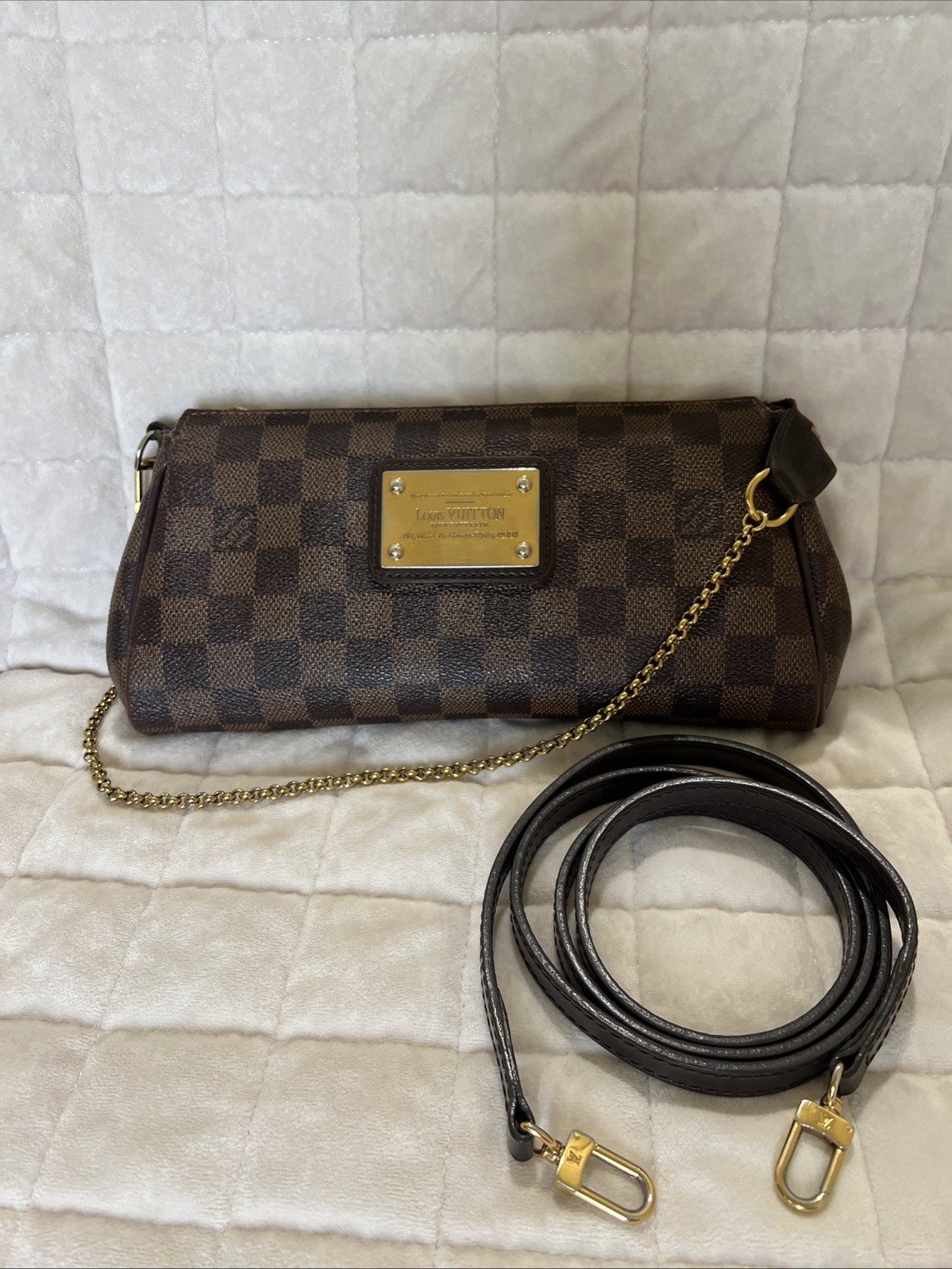 Louis Vuitton Eva Damier Brown Shoulder Bag Chain & Original Crossbody Strap