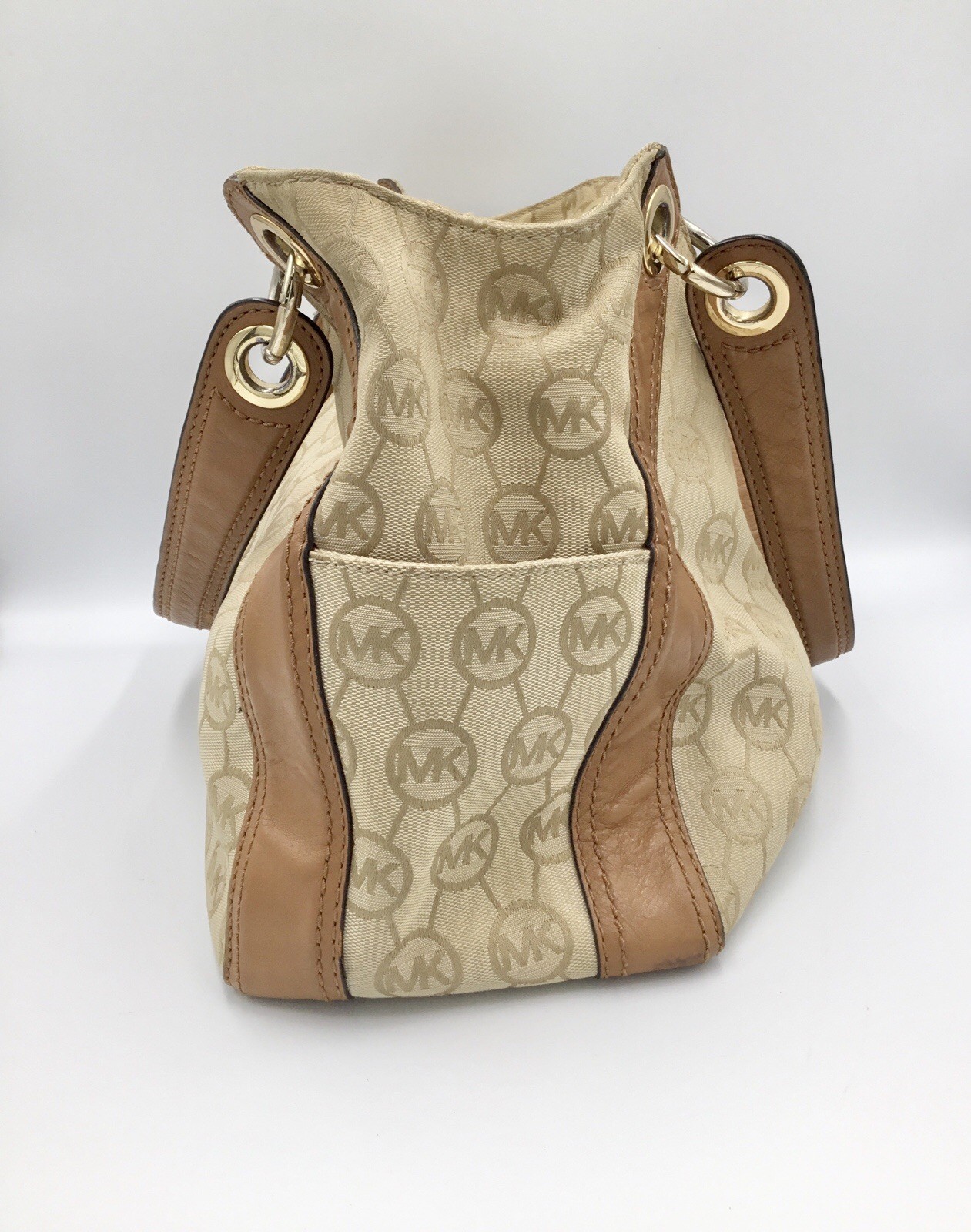Michael Kors Ludlow Large Signature Jacquard Shoulder Bag Leather Double Handle