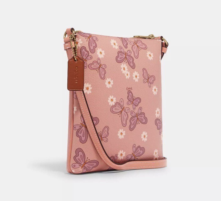 NWT COACH Women’s Mini Rowan File Bag With Lovely Butterfly Print Shell Pink