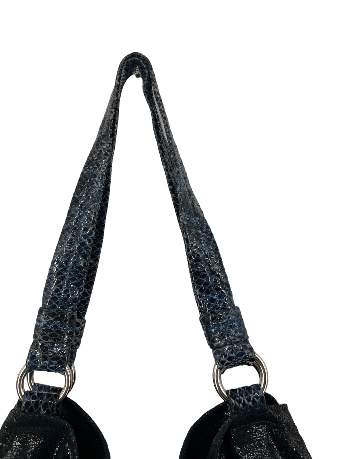 B Makowsky Reptile Print Leather Purse Handbag Nickel Hardware W/ Leopard Lined