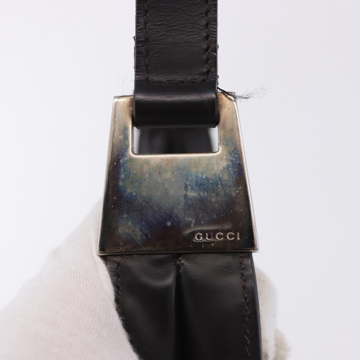 GUCCI Shoulder Bag Leather Black Silver 001 3015 Auth gh2272