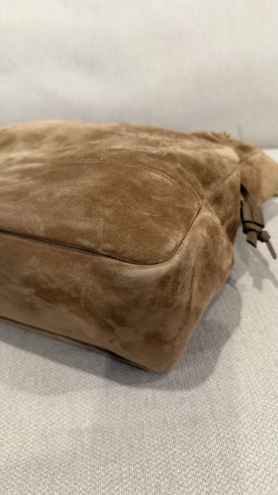 Saint Laurent Medium JAMIE SHOPPING IN SUEDE GOLDEN LEAF