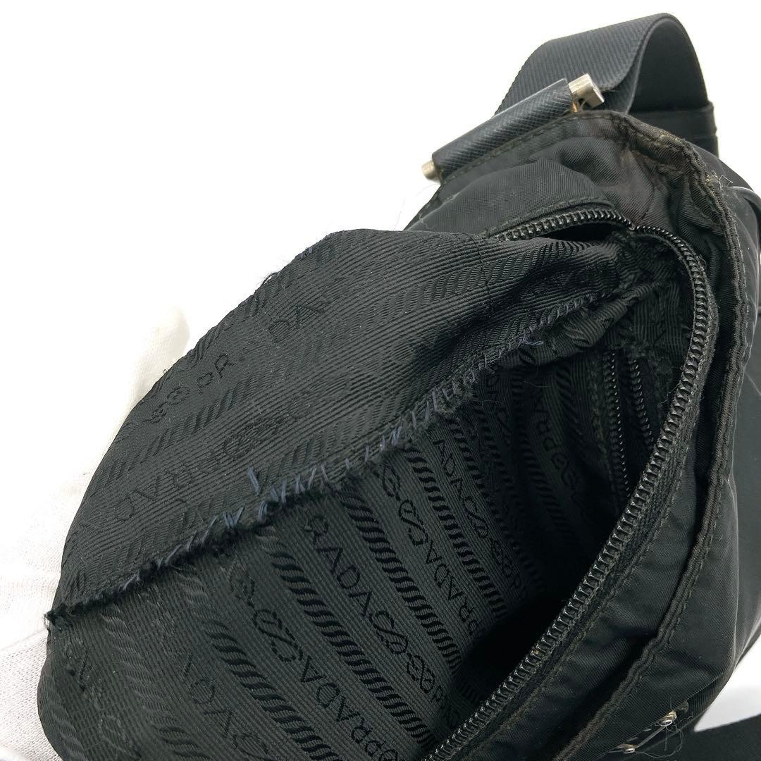 PRADA Shoulder Bag Nylon Triangle Logo Plate Black Self Standing From Japan