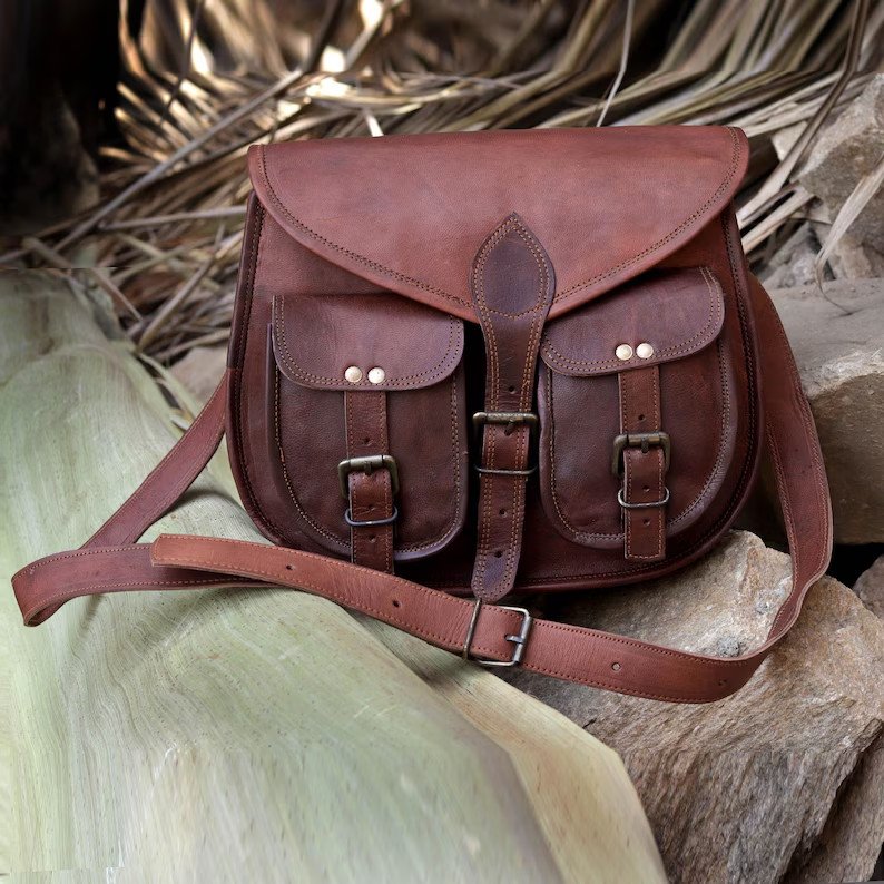 Women Vintage Leather Messenger Cross Body Bag Handmade Purse Travel Handbag