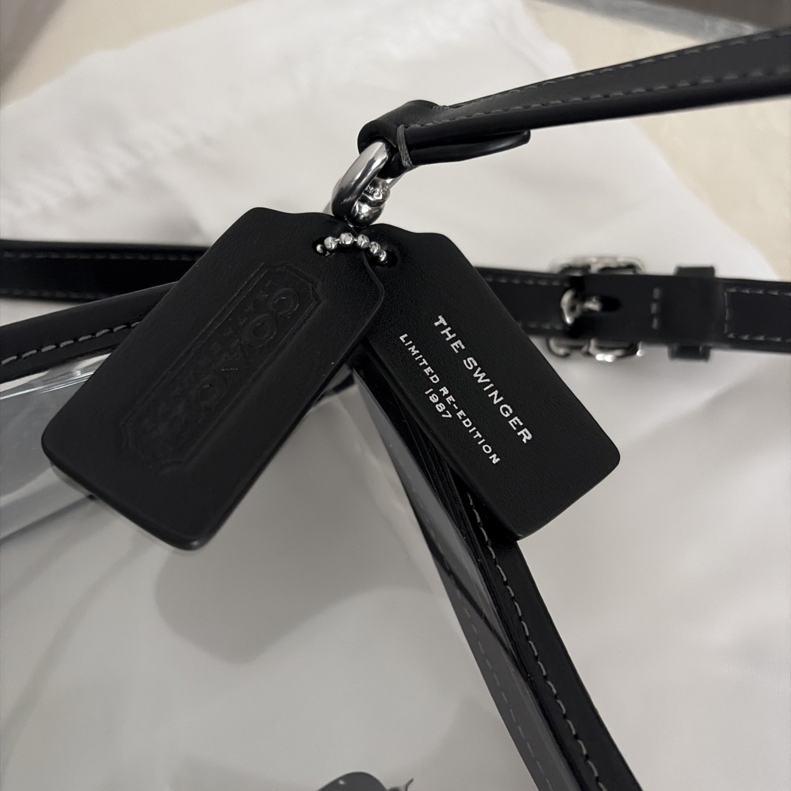 Coach Stadium Swinger Clear PVC Shoulder Crossbody Bag Black CBH13