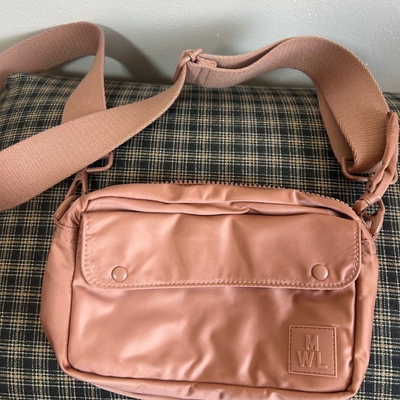 MWL Pink Nylon Crossbody Bag Small Flap Pockets Adjustable Strap