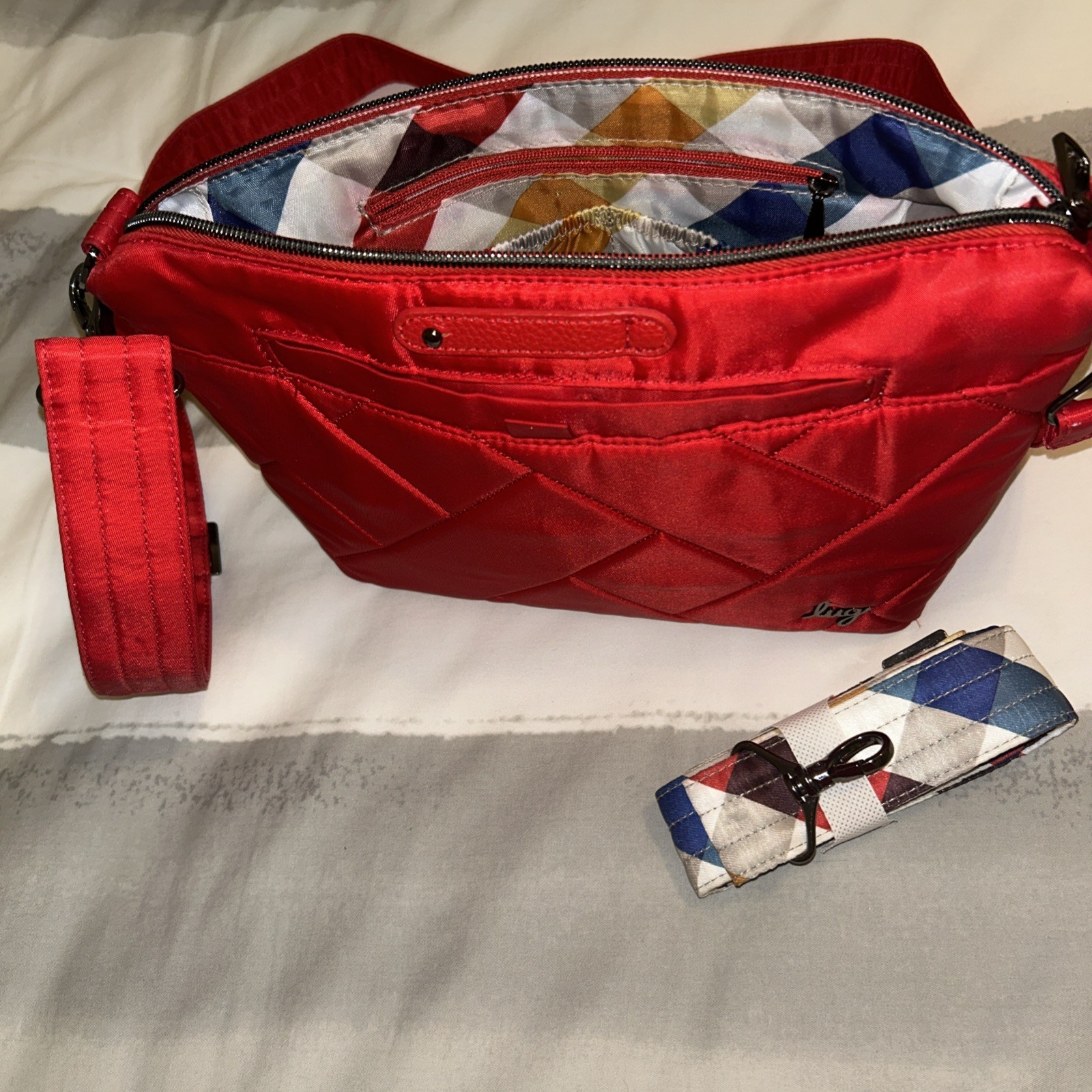 Lug RFID Medium Crossbody Multi-Strap Flare Poppy Red Flawless Used 1x Mint