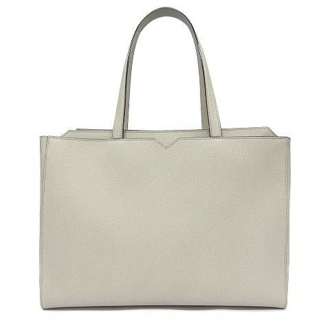 VALEXTRA Bag: V Line Horizontal Shopping Linen Gray W40H30D14cm;