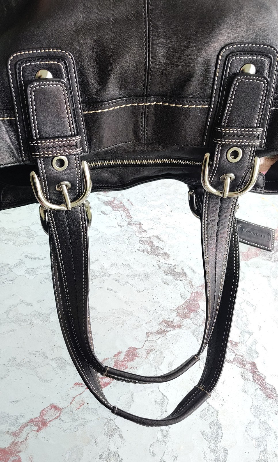 Coach LARGE F13732 Vintage Soho Black Pleated Leather Shoulder Bag
