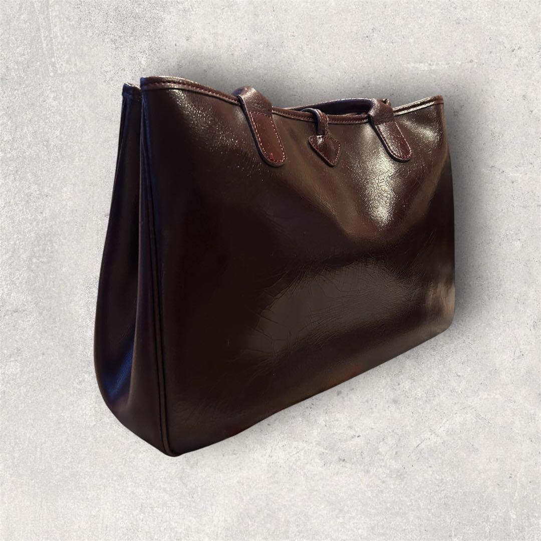 Longchamp All Leather Rozo Tote Burgundy 13.8×9.8×4.7in Used