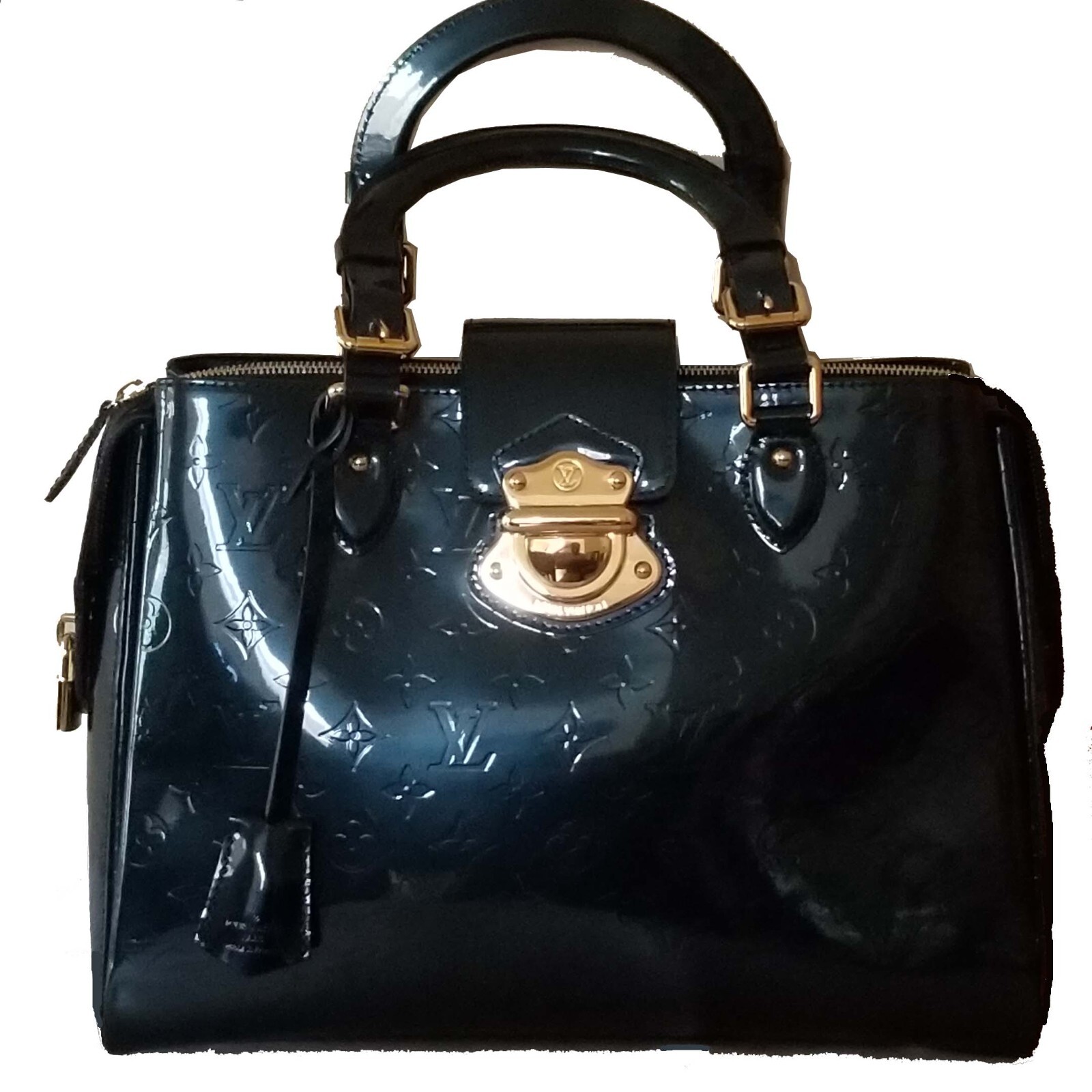 Louis Vuitton Melrose Bleu Nuit Monogram Vernis Leather Handbag. LARGE.