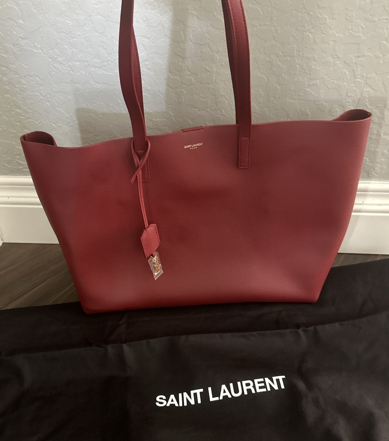 Saint Laurent Shopping Bag East West Tote Smooth Leather Red