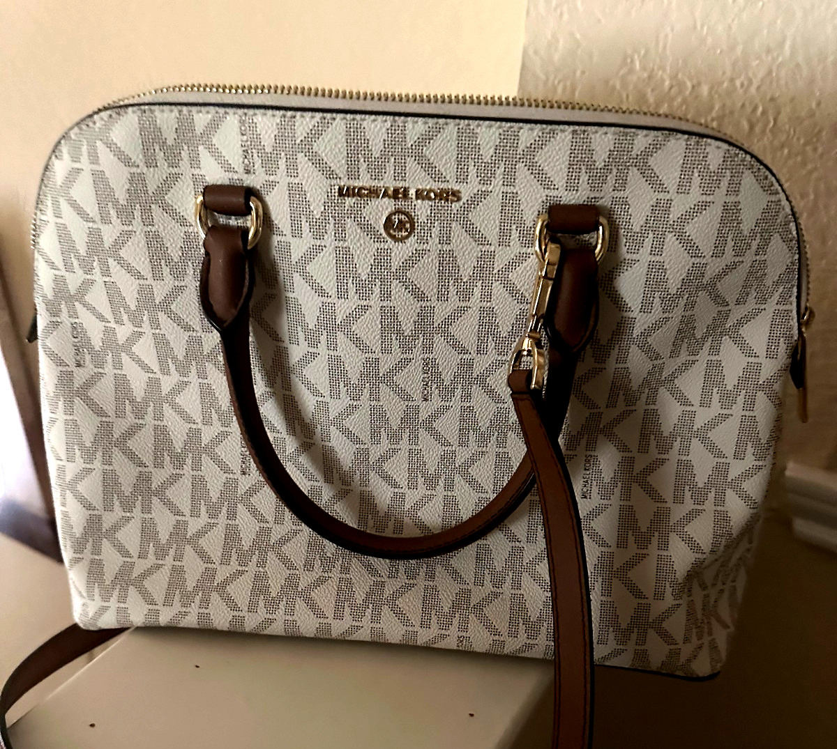 Michael Kors MK Logo Satchel with Crossbody Strap 14 x 9.50