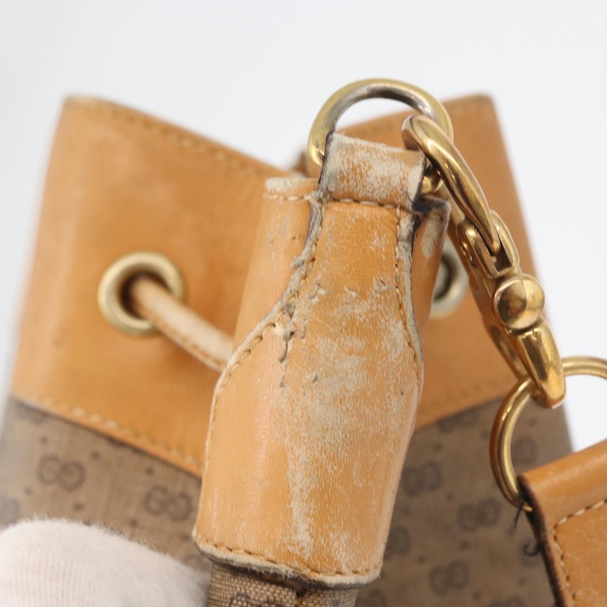 GUCCI Micro GG Supreme Web Sherry Line Bag PVC Beige 001 58 4793 Auth BA10427