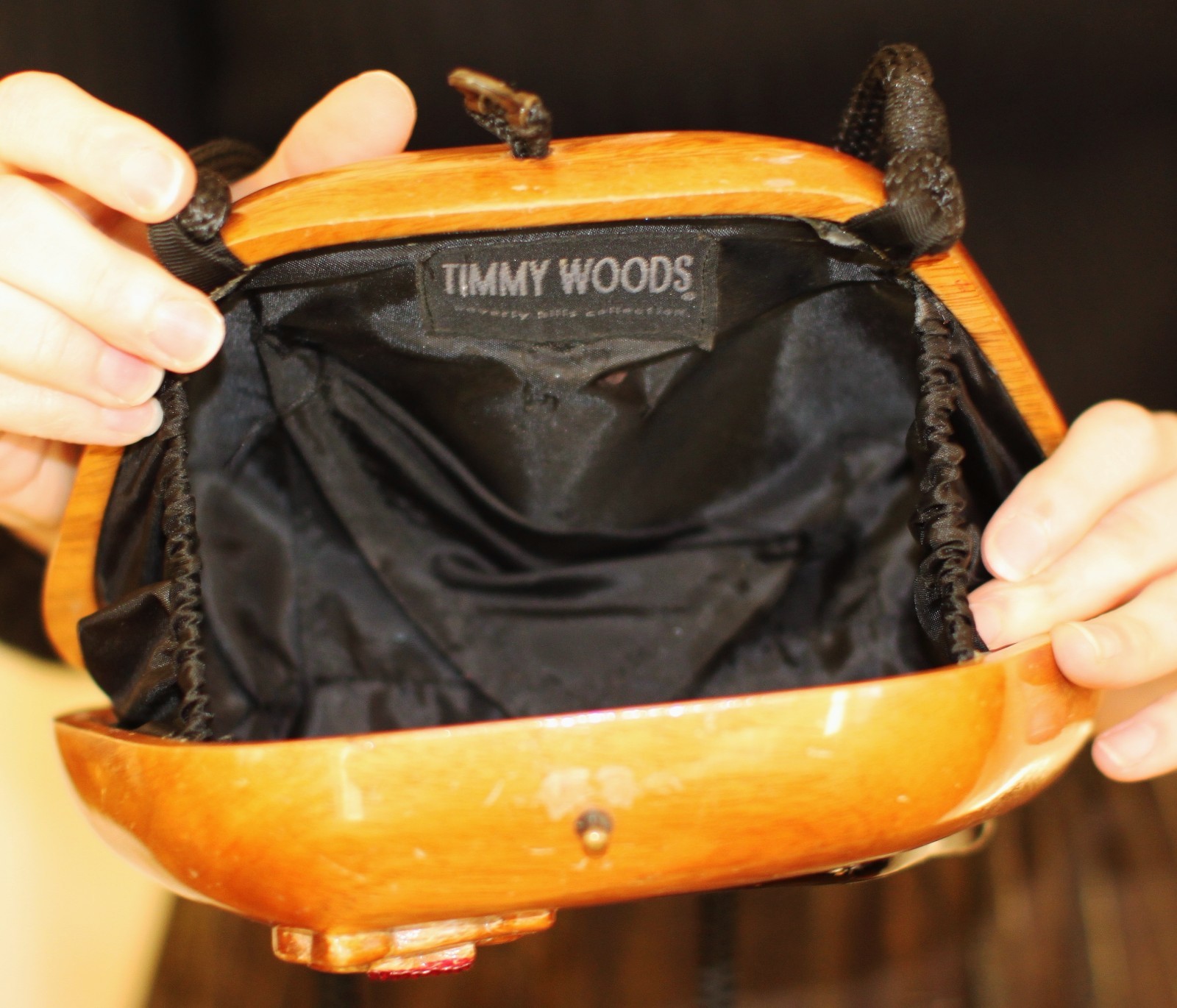 TIMMY WOODS YORKIE YORKSHIRE TERRIER DOG PURSE CLUTCH MINAUDIERE CRYSTALS BOW