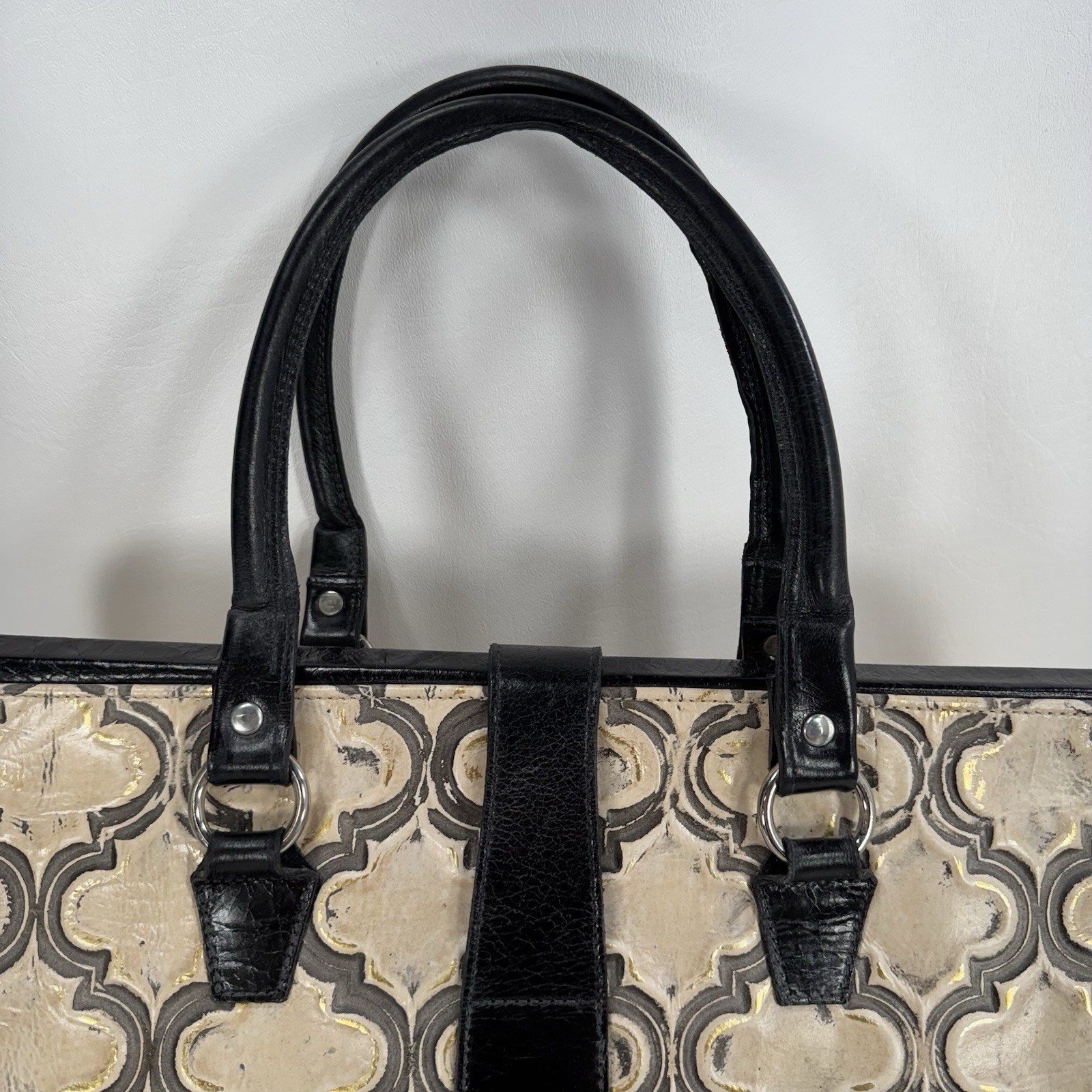 Glenda Gies Mathilda Ivory Gold Doctors Bag Shoulder Bag
