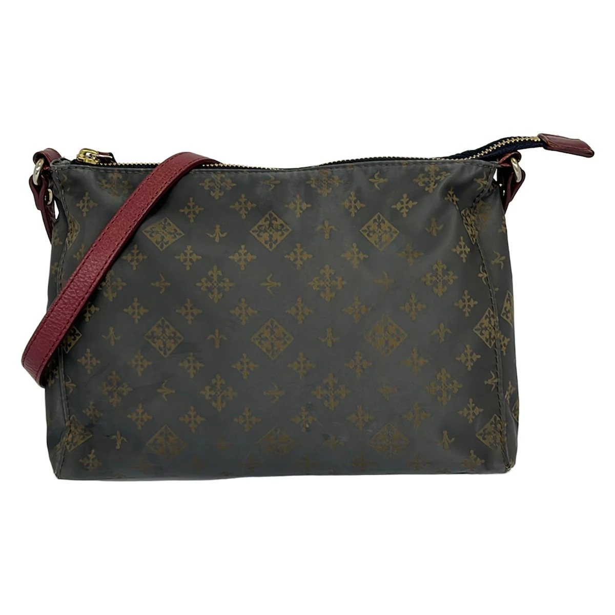 russet Dark Gray Brown Bordeaux Nylon Leather Shoulder Bag