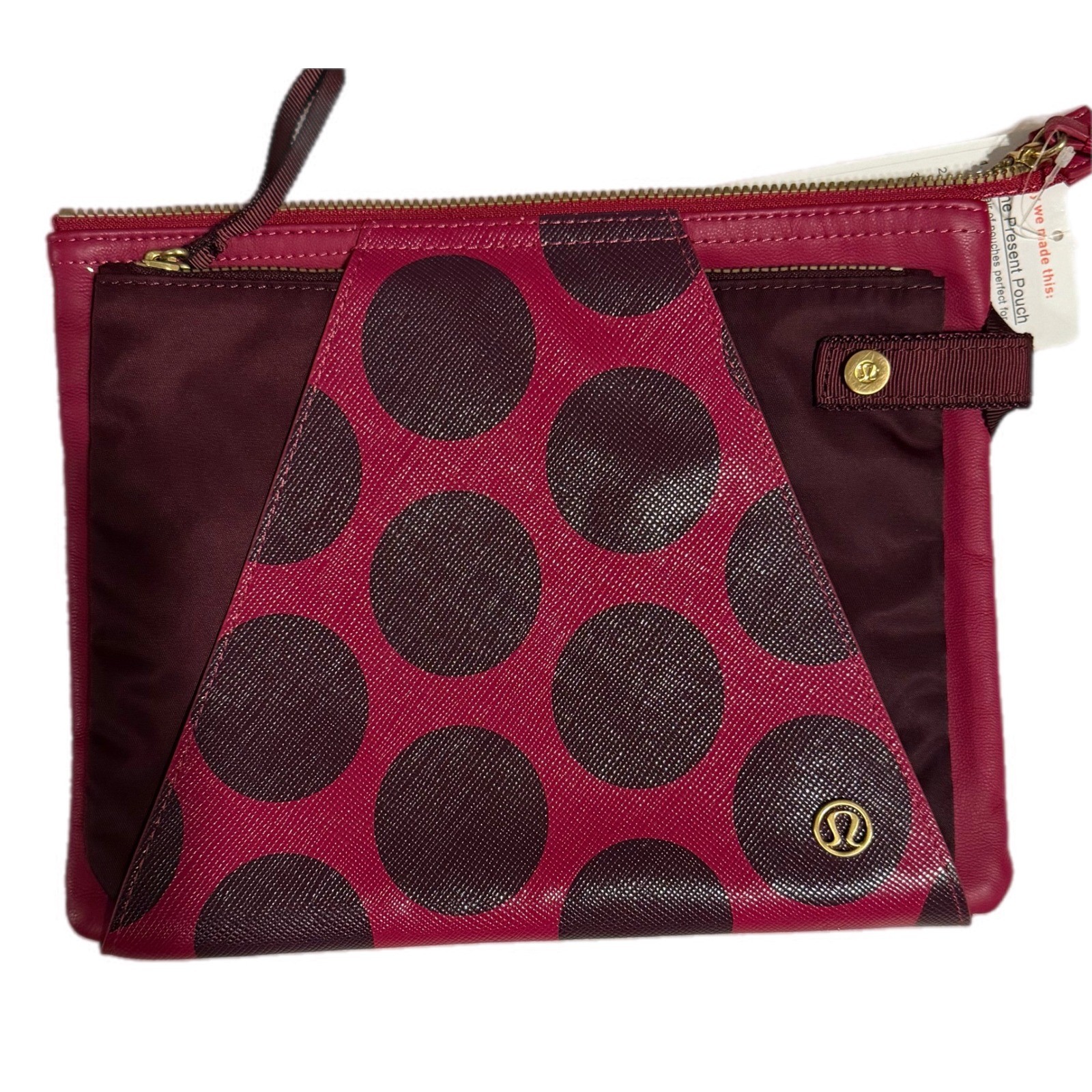 Lululemon In The Present Pouch Deep Ruby Bordeaux Drama Polka Dot W9M61S NWT