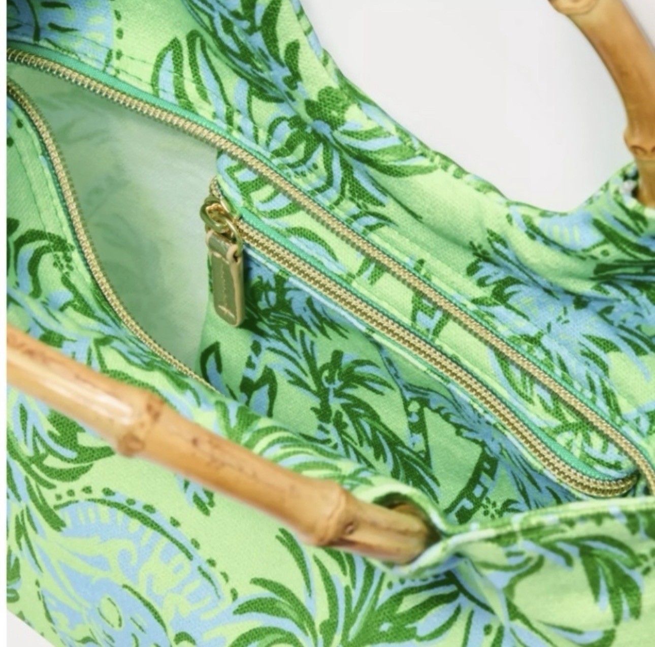 NWT Lilly Pulitzer Bamboo Bag “Cool Mint Catching Rays” ✨💲158
