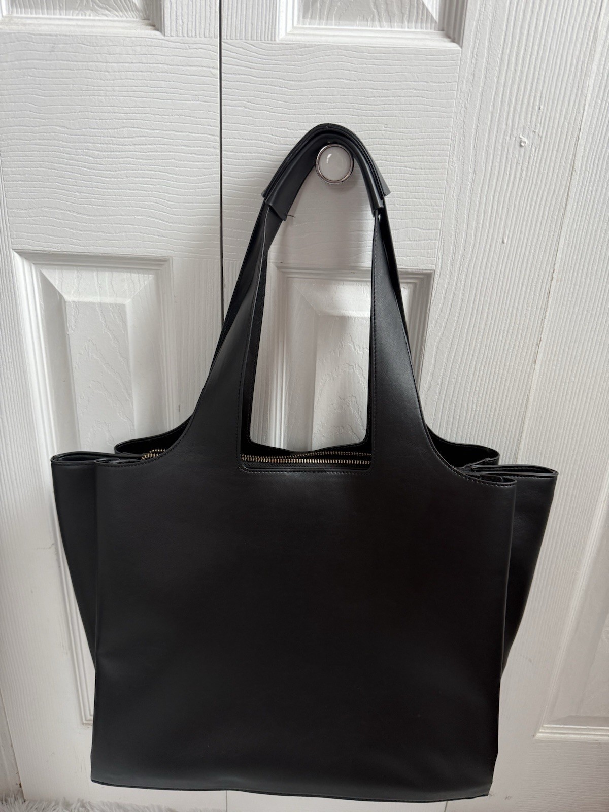 A New Day Black Modern Work Tote With Structured Exterior