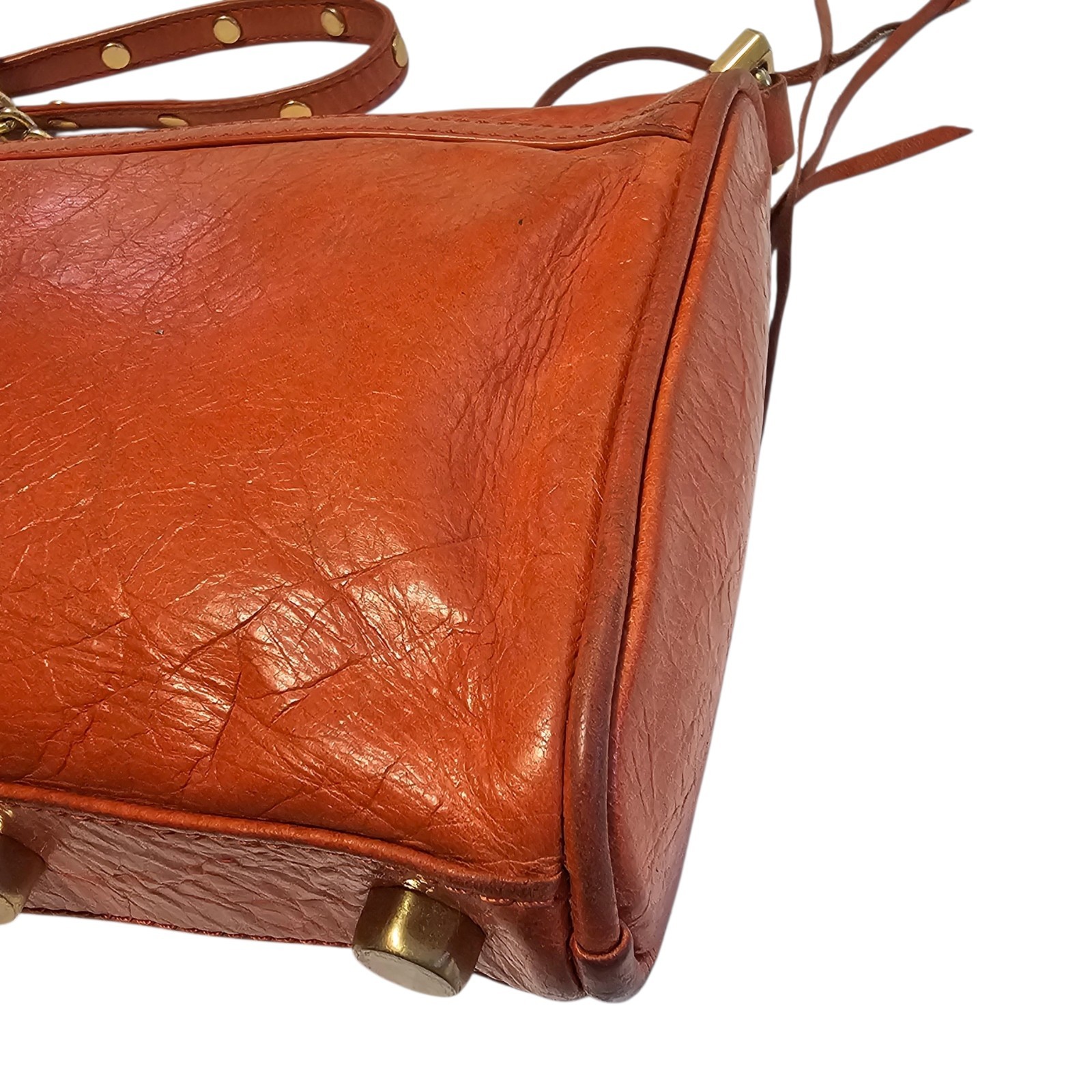 REBECCA MINKOFF MINI MAC Cognac Brown Crossbody Leather Handbag Chain Strap
