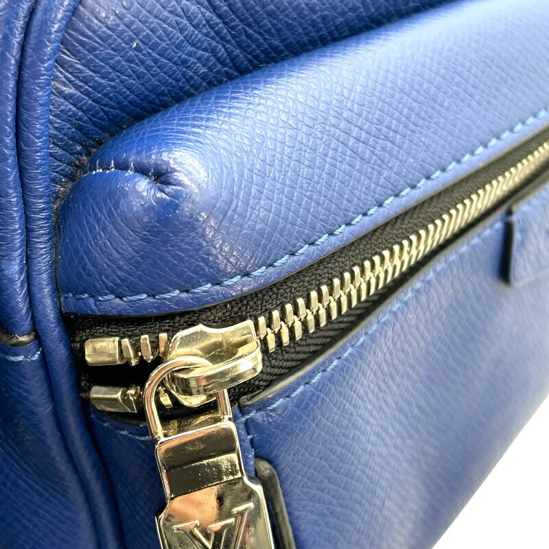 LOUIS VUITTON Bumbag Outdoor M33455 Blue Taiga Leather Belt Bag Unisex Authentic