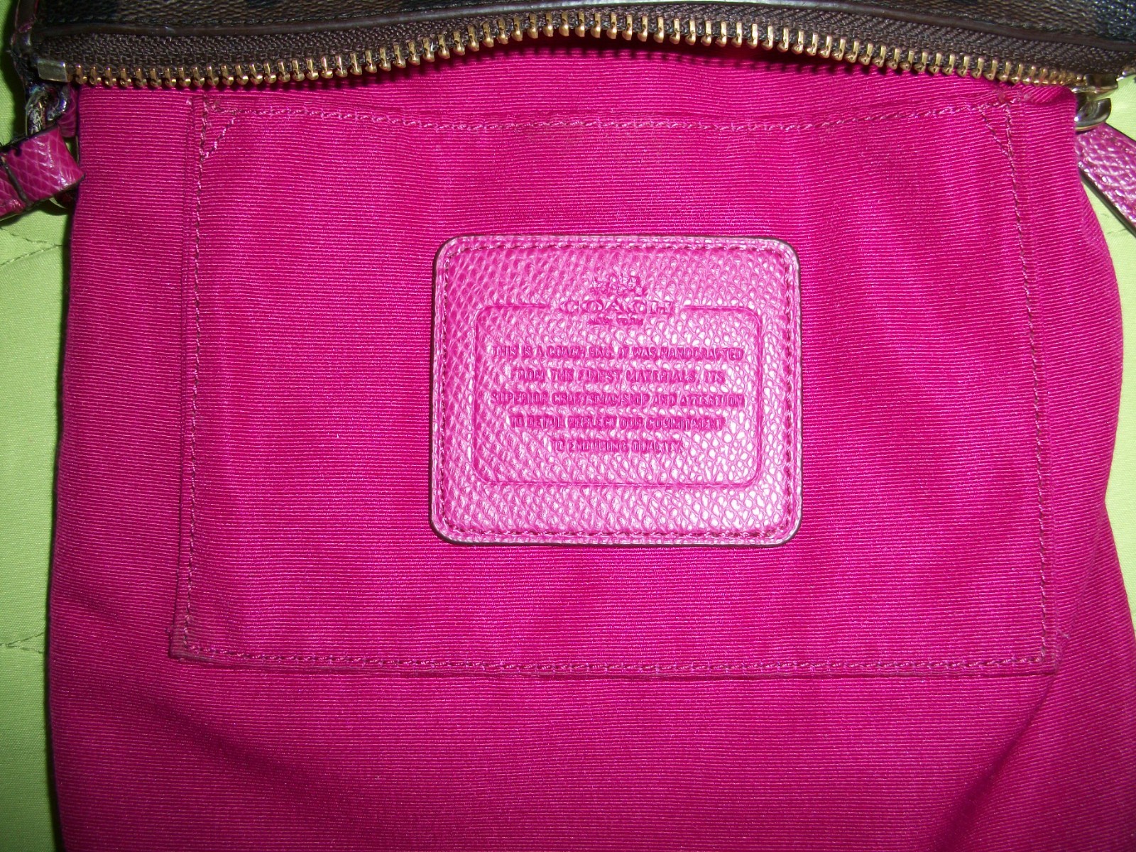 Coach North/South F35940 Brown/Pink Crossbody Bag with Signature Monogram