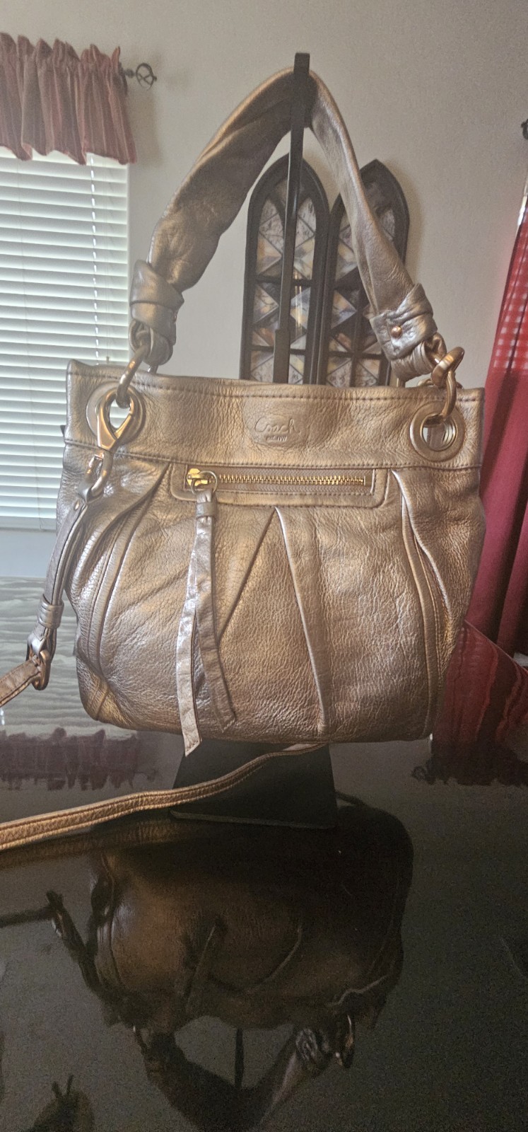Vintage Coach Hobo Bag Metallic Leather