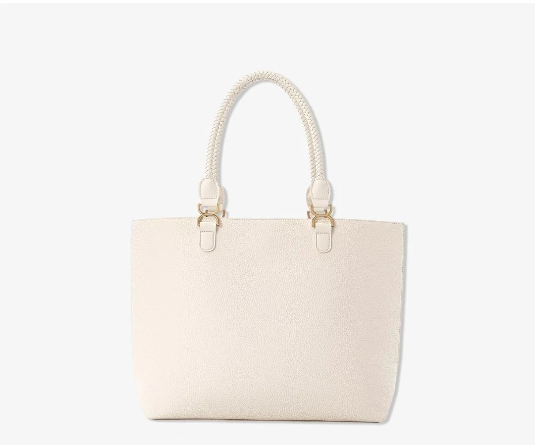 ULTA Beauty Cream Faux Leather Tote Bag Gold Hardware Large Shopper NWT Wrapped