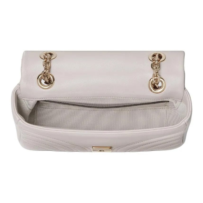 GUCCI GG Marmont leather shoulder bag small women’s light gray 8.7*2.4*4.9 in