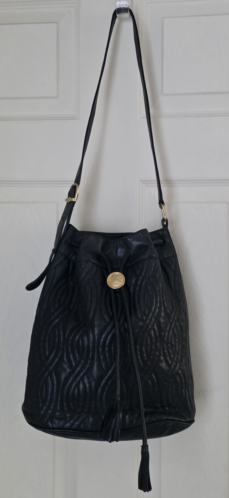 Fendi Leather Gold Lion Accent Shoulder Bag Leather Authentic