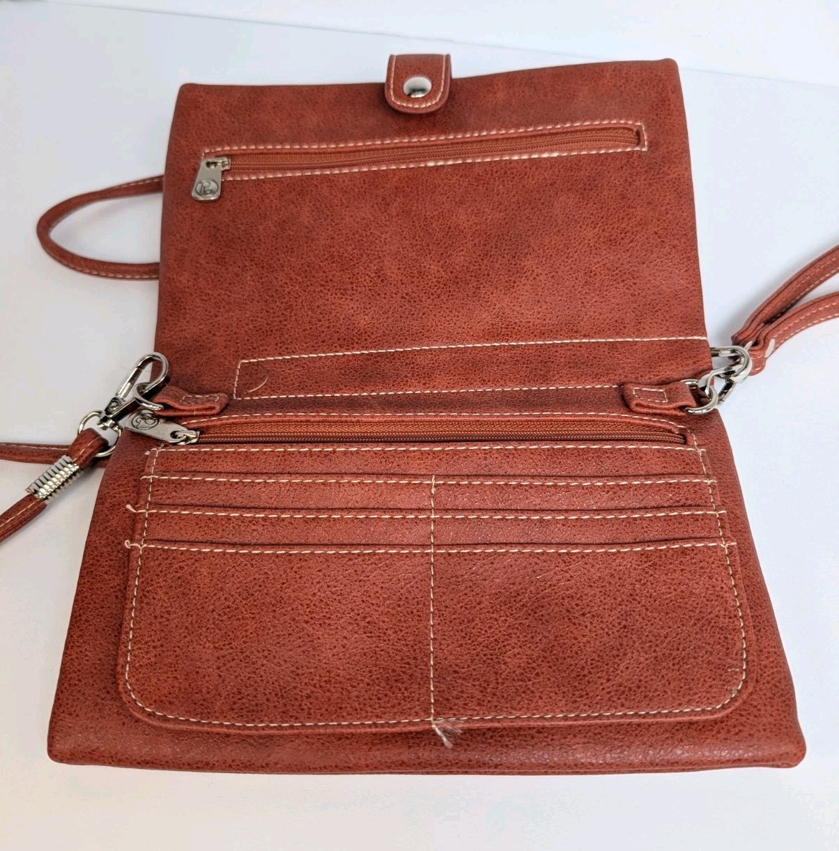 Women’s P & G Brown Faux Leather Rhinestone Cross Country Western Crossbody Bag