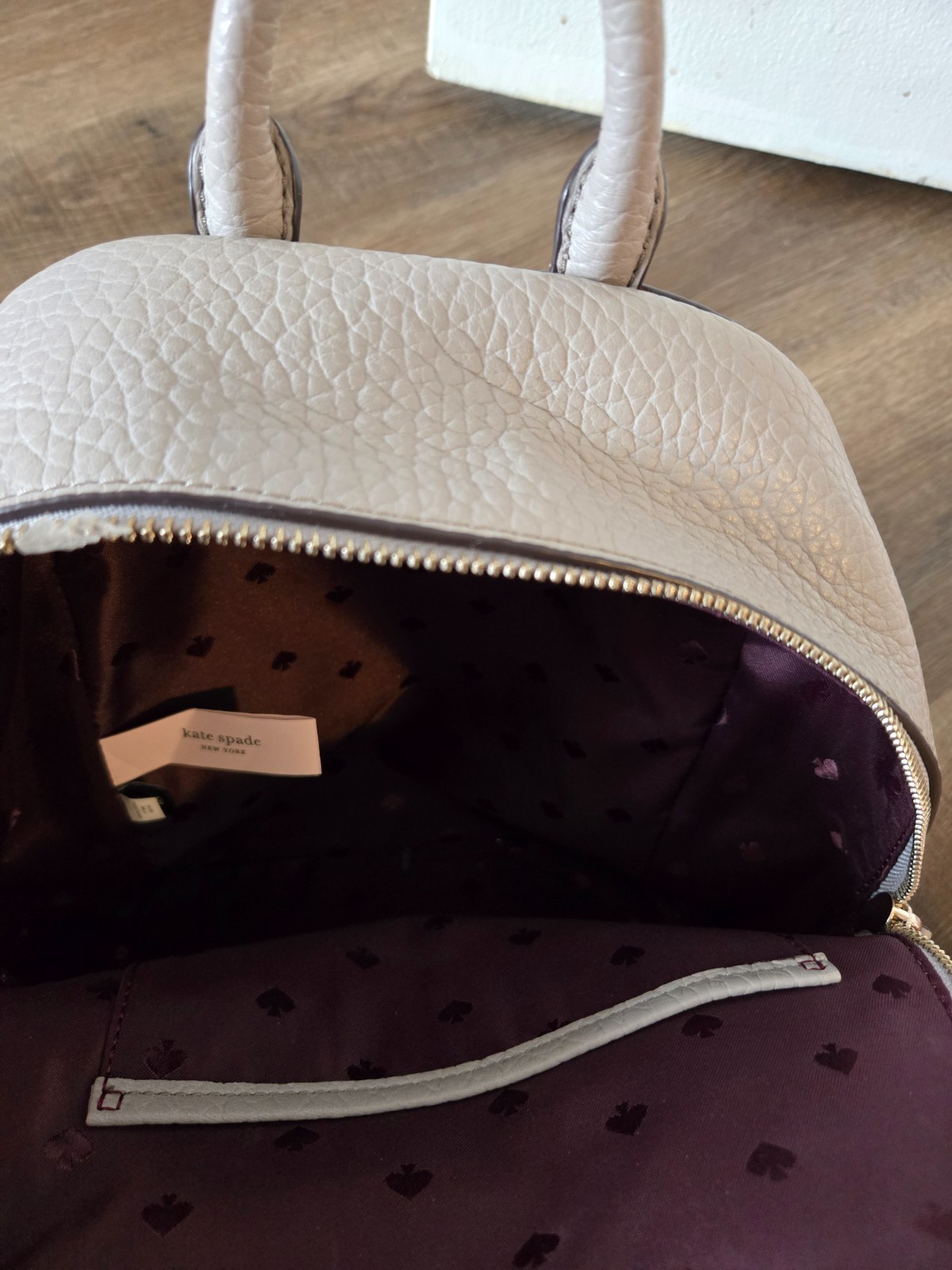 Kate Spade New York Caden Carter Soft Taupe Light Gray Backpack PERFECT!