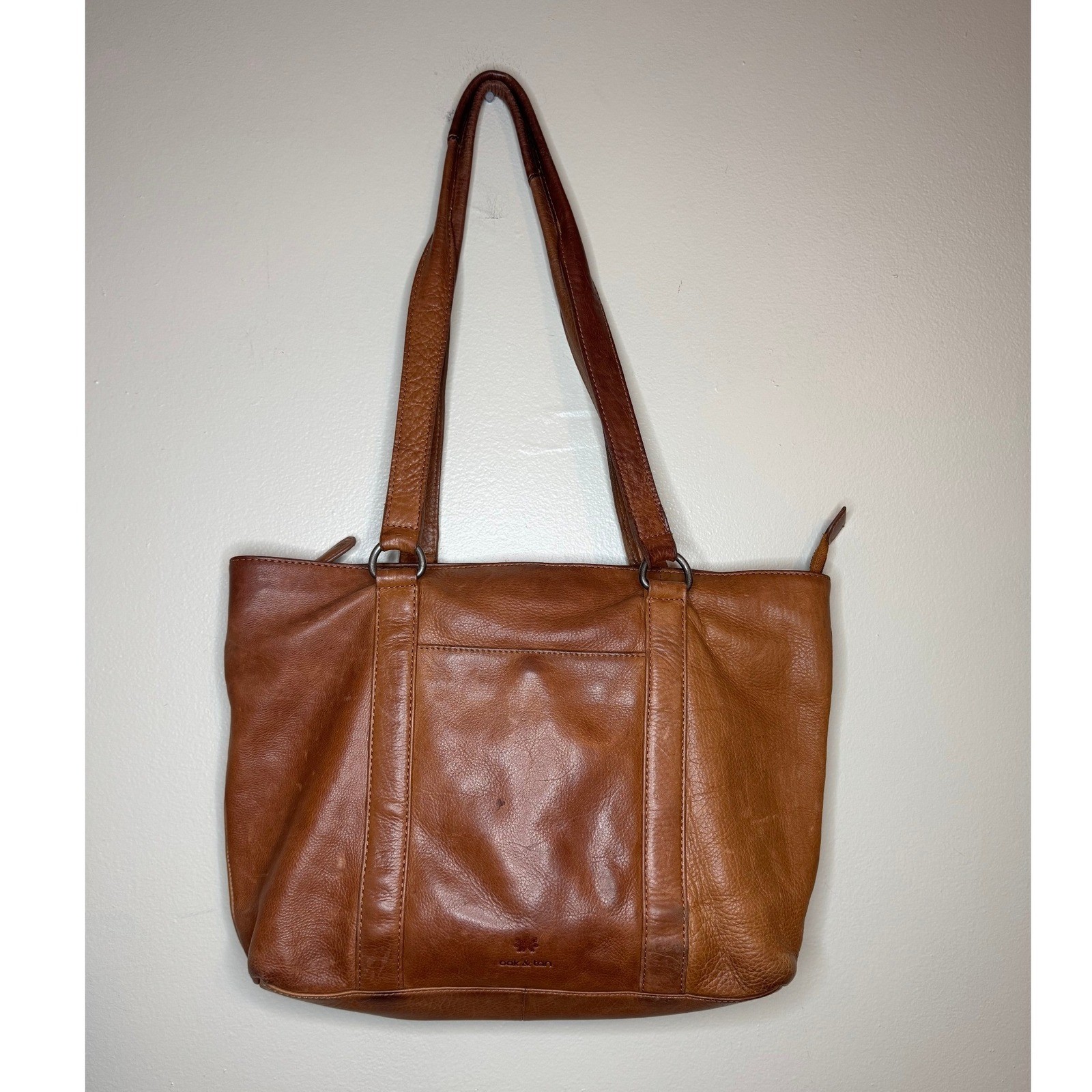 Oak & Tan Brown Leather Tote Shoulder Bag Classic Everyday Purse