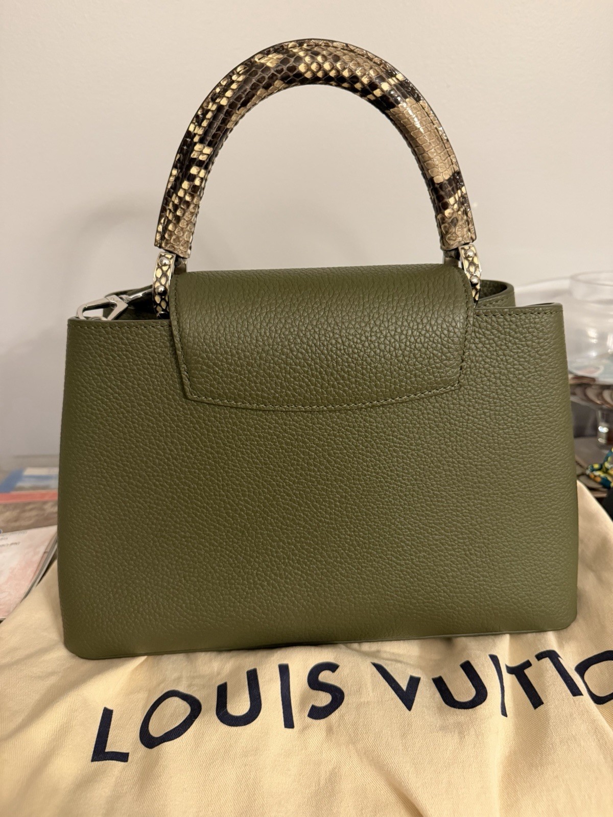 Louis Vuitton Capucine with Handle Bag Snake Print Gold Hardware w/ Dust bag