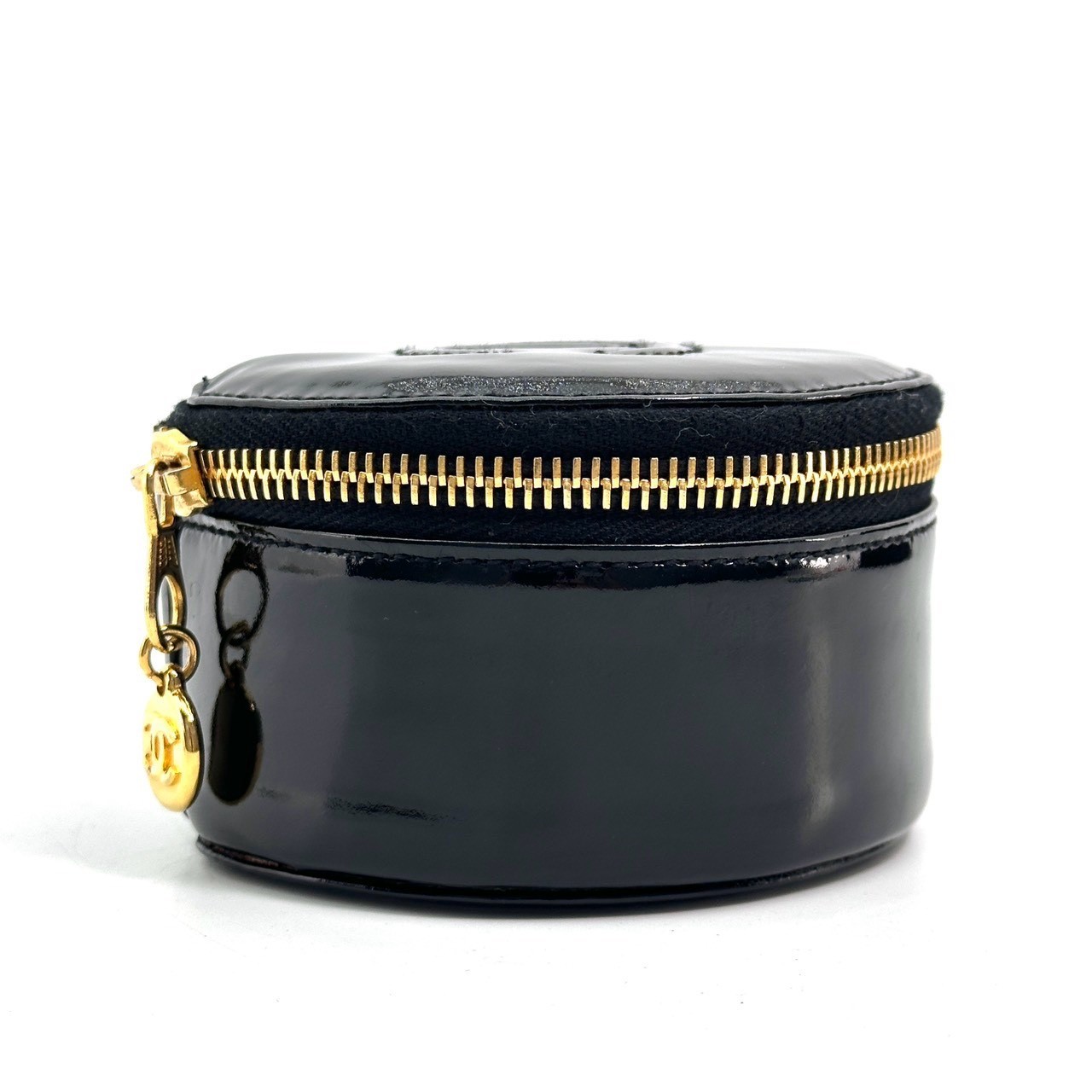 CHANEL Accessory Case Jewelry Case Pouch Patent Leather Black Authentic