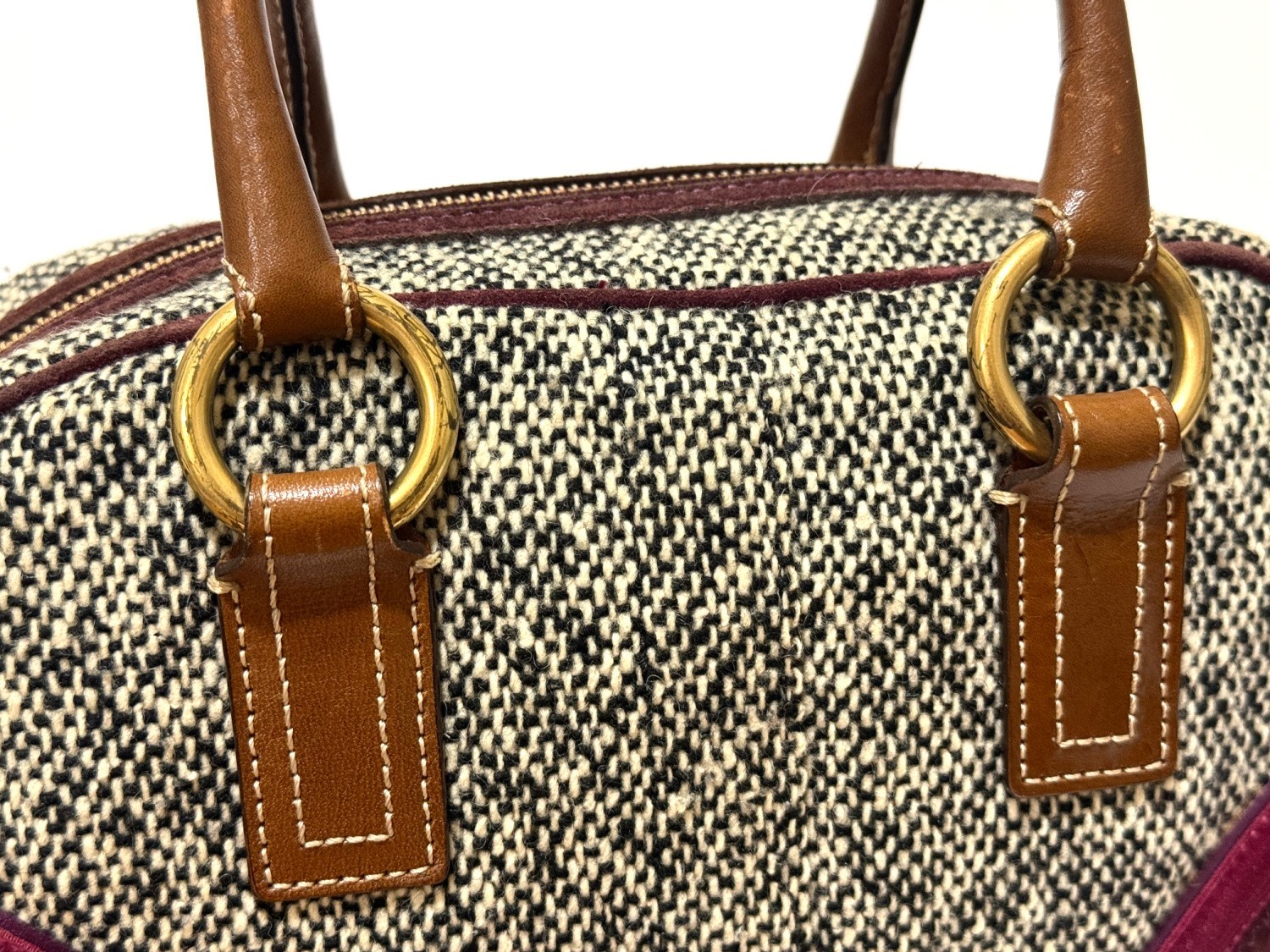 RARE COACH LTD VINTAGE Y2K SOHO TWEED SUEDE SWAROVSKI BOW TOTE BAG SATCHEL 8F03