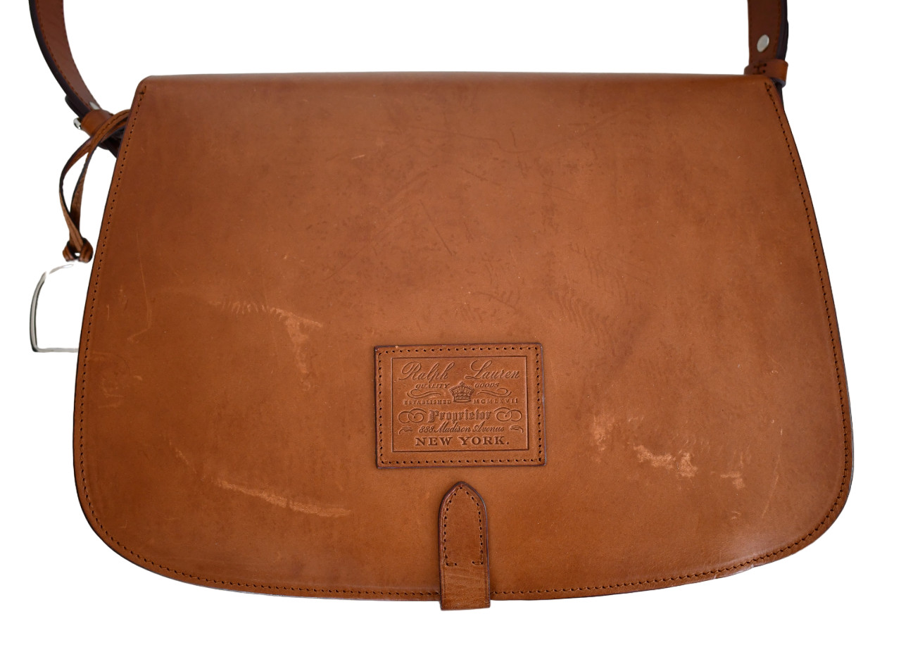 RALPH LAUREN COLLECTION Brown STIRRUP EQUESTRIAN VACHETTA SADDLE Shoulder BAG