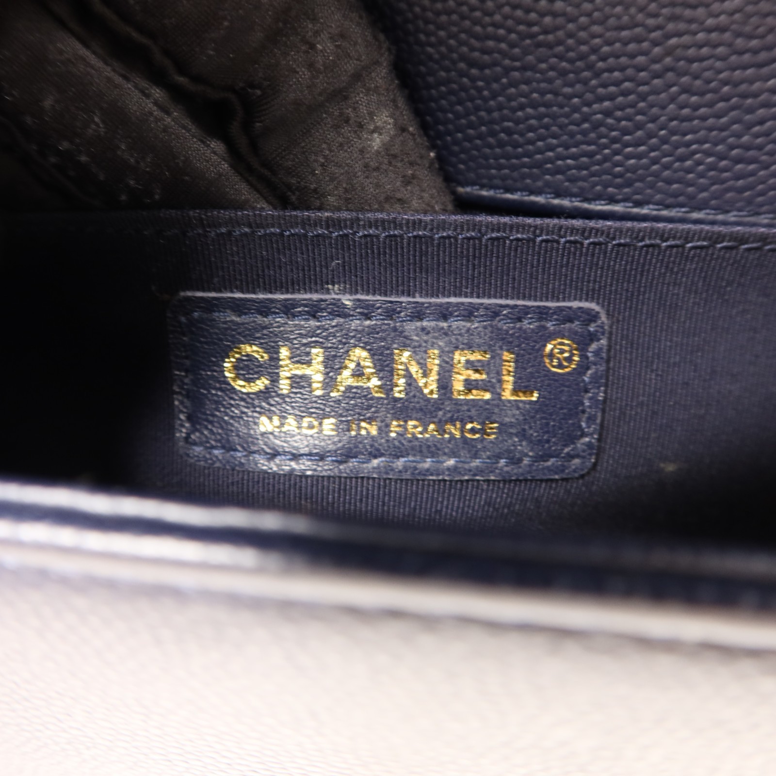 CHANEL CC GHW Boy 20 Chain Shoulder Bag A67085 Calfskin Leather Navy