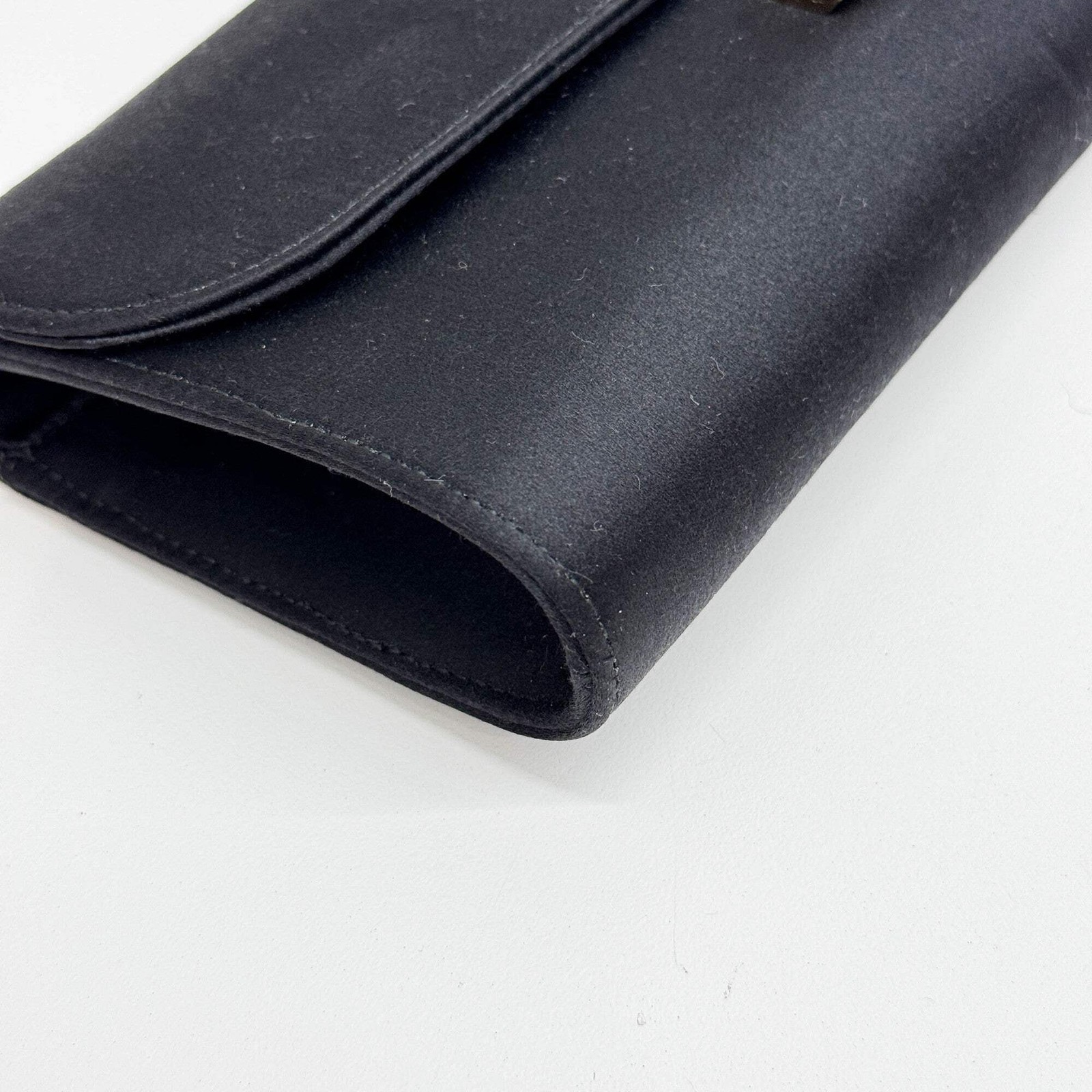 SAINT LAURENT Black Satin Clutch Bag