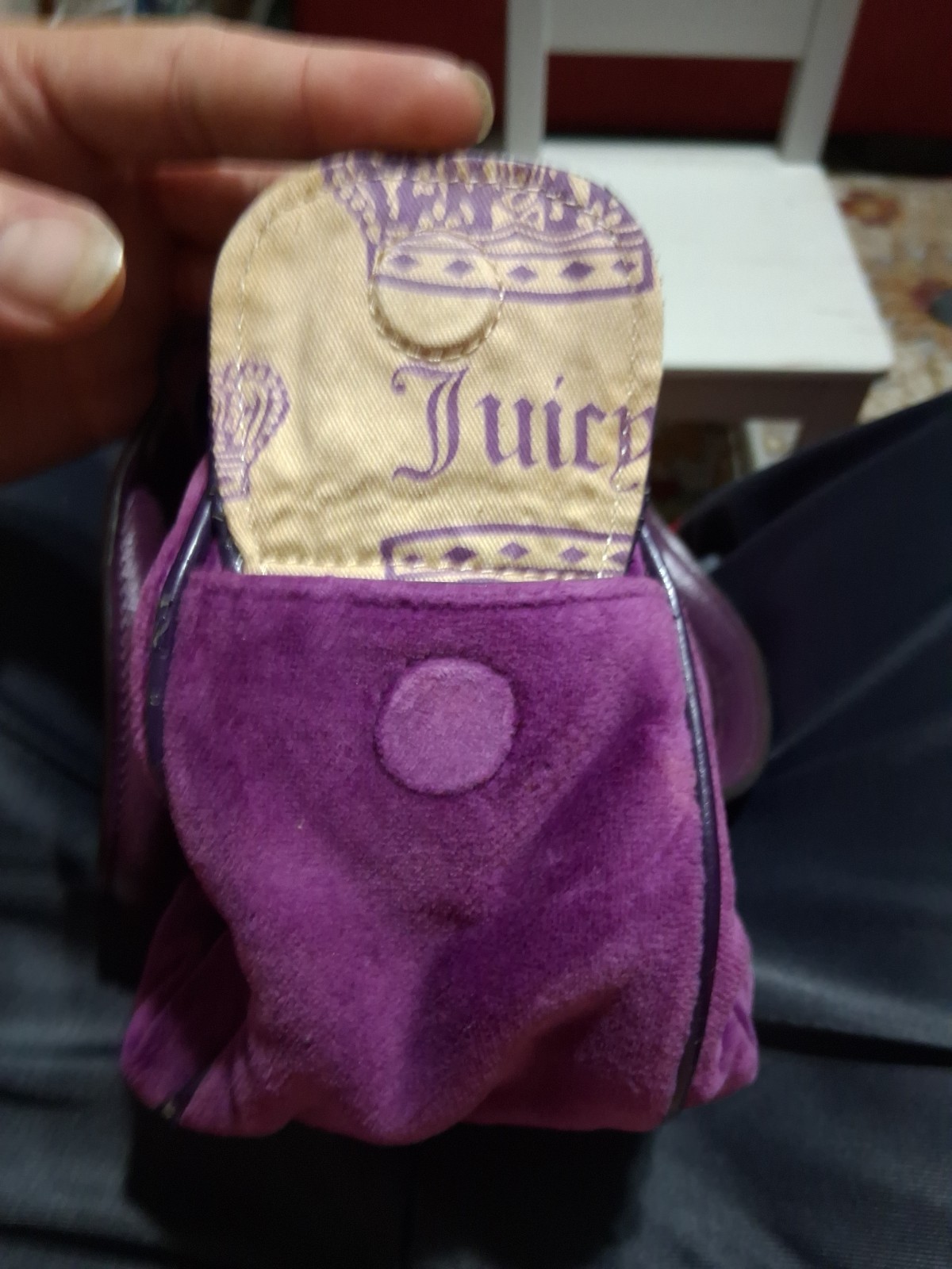 Vintage Y2K Juicy Couture Purple Velour Bag Gold Heart Charm Crown Lining