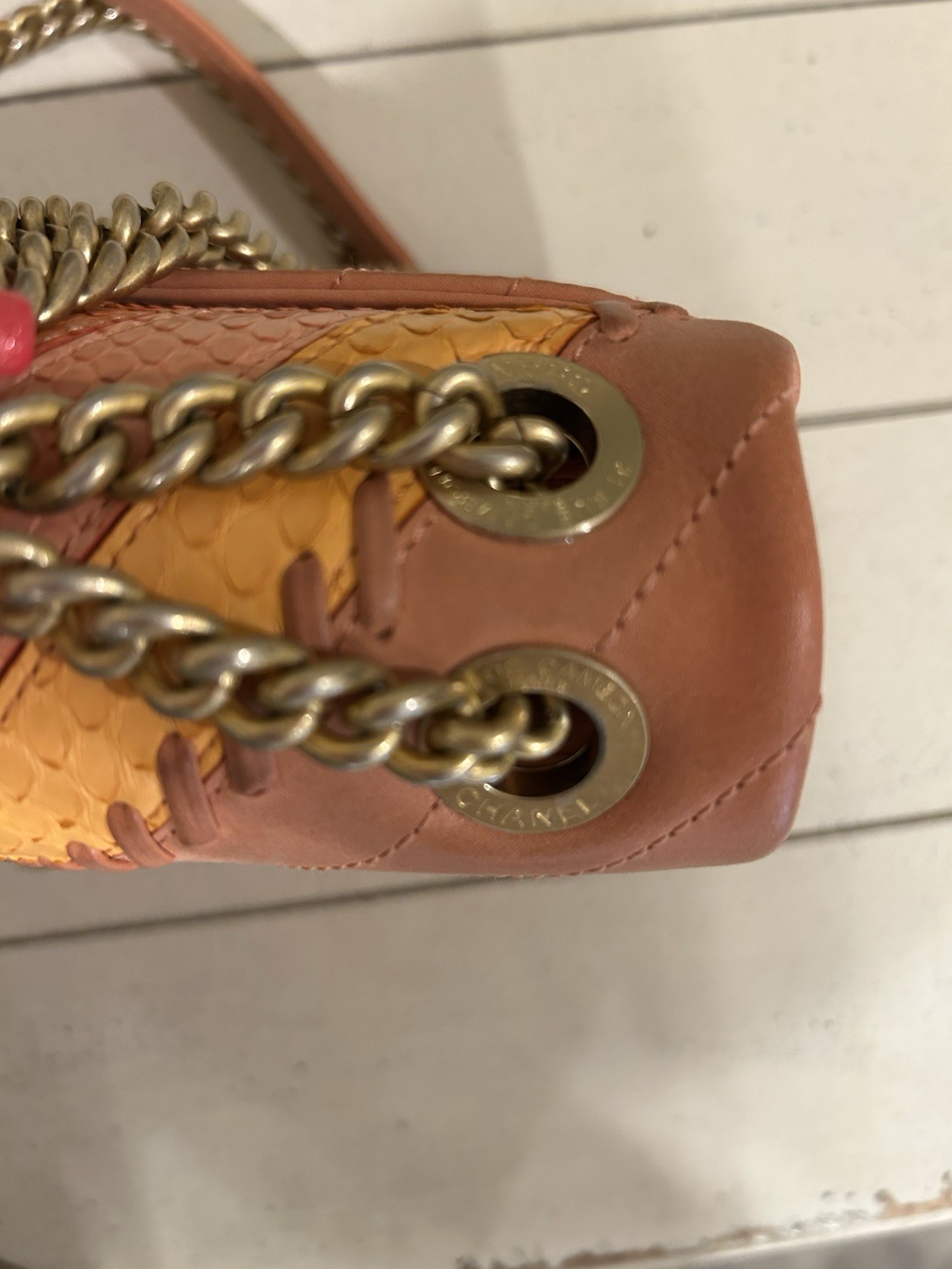 Chanel Python Chevron Flap Bag