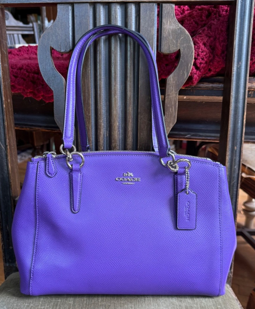 Coach Christie Carryall Handbag Vibrant Violet Crossgrain Leather