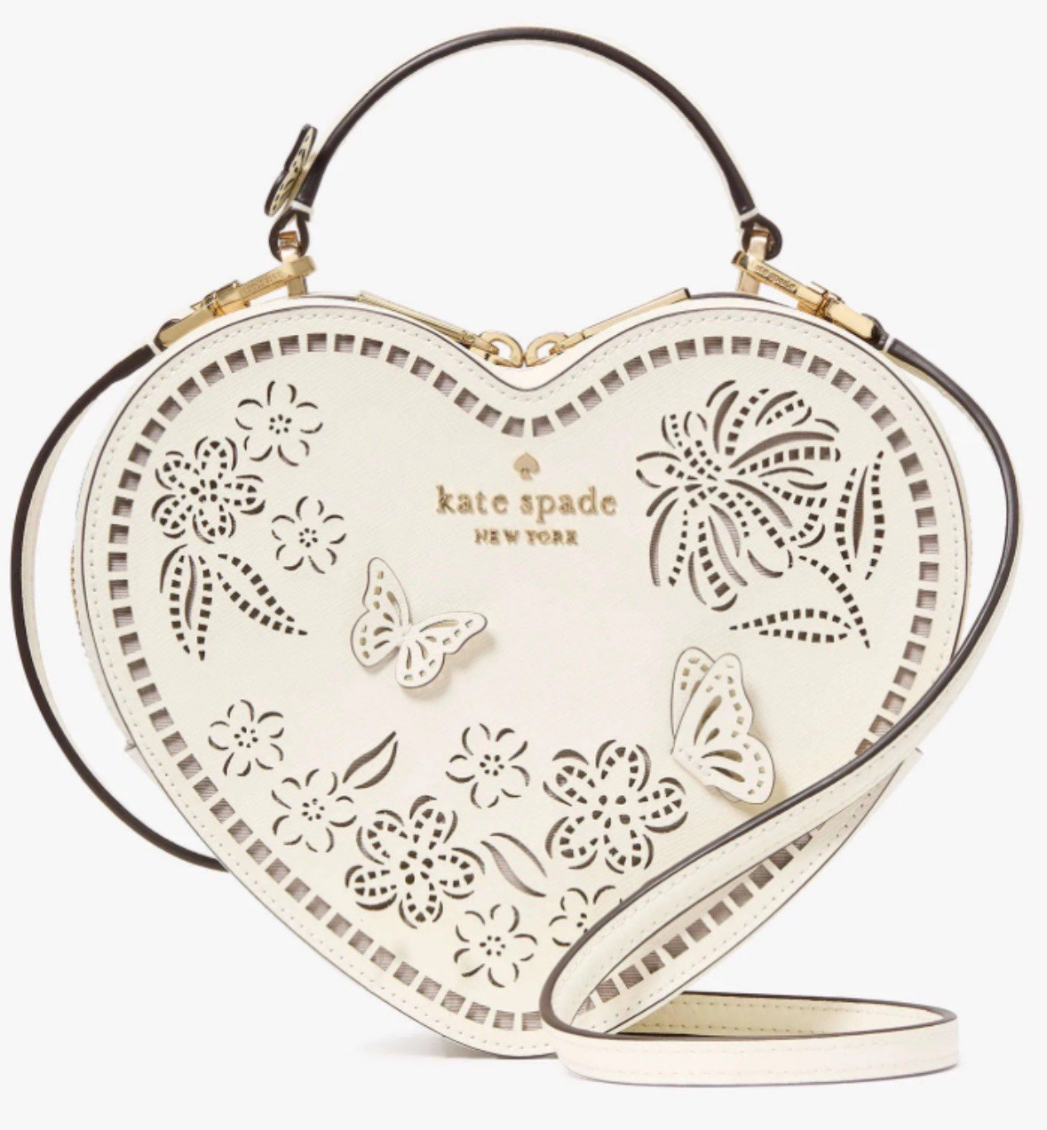 Kate Spade Love Shack Perforated Heart Crossbody Handbag (KL039) Meringue- New